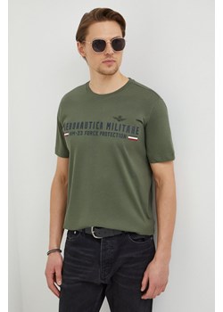 Aeronautica Militare t-shirt bawełniany męski kolor zielony z nadrukiem ze sklepu ANSWEAR.com w kategorii T-shirty męskie - zdjęcie 167712902