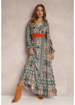 Zielona Sukienka Rozkloszowana z Paskiem Shara ze sklepu Renee odzież w kategorii Sukienki - zdjęcie 167714804