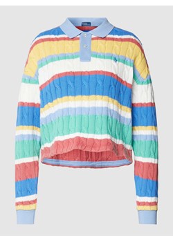 Sweter z dzianiny ze wzorem w paski i wyhaftowanym logo ze sklepu Peek&Cloppenburg  w kategorii Swetry damskie - zdjęcie 167731811