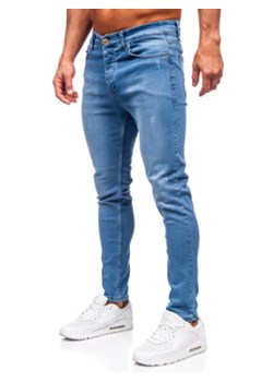 Niebieskie spodnie jeansowe męskie slim fit Denley 6177 ze sklepu Denley w kategorii Jeansy męskie - zdjęcie 167739620