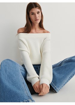 Reserved - Sweter z drobnym splotem - kremowy ze sklepu Reserved w kategorii Swetry damskie - zdjęcie 167744833