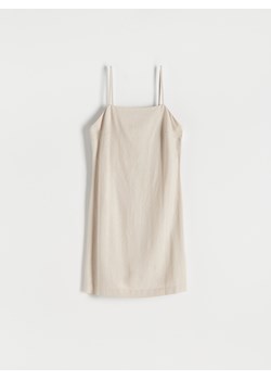 Reserved - Sukienka mini z lnem - beżowy ze sklepu Reserved w kategorii Sukienki - zdjęcie 167750981