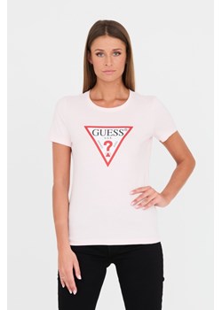 GUESS Różowy t-shirt Original Tee, Wybierz rozmiar XL ze sklepu outfit.pl w kategorii Bluzki damskie - zdjęcie 167757770