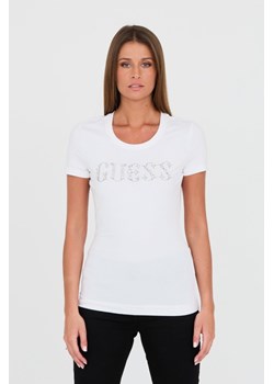 GUESS Biały t-shirt Stones Logo Tee, Wybierz rozmiar XL ze sklepu outfit.pl w kategorii Bluzki damskie - zdjęcie 167757800