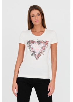 GUESS Biały t-shirt z logo, Wybierz rozmiar L ze sklepu outfit.pl w kategorii Bluzki damskie - zdjęcie 167757830