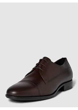 Buty sznurowane ze skóry z wytłoczonym logo model ‘Colby’ ze sklepu Peek&Cloppenburg  w kategorii Buty eleganckie męskie - zdjęcie 167764342