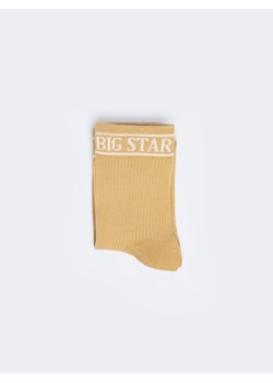 Skarpety damskie w prążek z napisem BIG STAR beżowe Marcolia 801 ze sklepu Big Star w kategorii Skarpetki damskie - zdjęcie 167766102