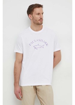 Paul&amp;Shark t-shirt bawełniany męski kolor biały z nadrukiem 24411057 ze sklepu ANSWEAR.com w kategorii T-shirty męskie - zdjęcie 167770252
