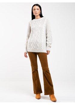 Sweter damski z grubym ozdobnym splotem kremowy Cristi 100 ze sklepu Big Star w kategorii Swetry damskie - zdjęcie 167772551
