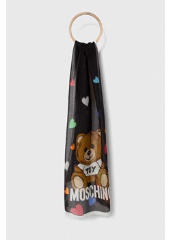 Moschino szal z domieszką jedwabiu kolor czarny wzorzysty M3070 3322 ze sklepu ANSWEAR.com w kategorii Szaliki i chusty damskie - zdjęcie 167778491