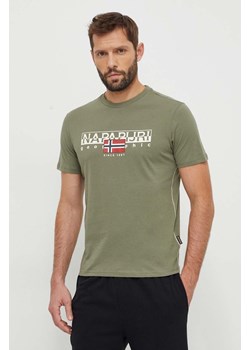 Napapijri t-shirt bawełniany S-Aylmer męski kolor zielony z nadrukiem NP0A4HTOGAE1 ze sklepu ANSWEAR.com w kategorii T-shirty męskie - zdjęcie 167784772