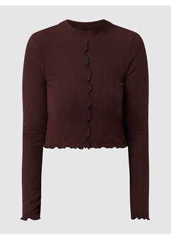 Bluzka krótka z wypustkami w kontrastowym kolorze ze sklepu Peek&Cloppenburg  w kategorii Bluzki damskie - zdjęcie 167795113