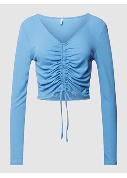 Bluzka z długim rękawem i prążkowaną fakturą model ‘SHIA’ ze sklepu Peek&Cloppenburg  w kategorii Bluzki damskie - zdjęcie 167795180