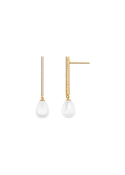 Kolczyki srebrne pozłacane z perłami i cyrkoniami - Pearls of Sky ze sklepu YES.pl w kategorii Kolczyki - zdjęcie 167803121