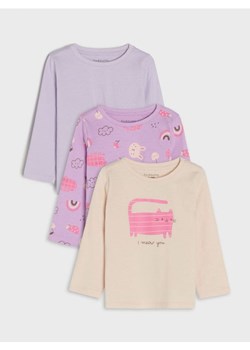 Sinsay - Koszulki 3 pack - beżowy ze sklepu Sinsay w kategorii Bluzki dziewczęce - zdjęcie 167807192