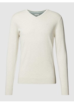 Sweter z dzianiny z wyhaftowanym logo model ‘BASIC’ ze sklepu Peek&Cloppenburg  w kategorii Swetry męskie - zdjęcie 167808721