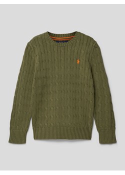 Sweter z dzianiny ze ściegiem warkoczowym model ‘CABLE’ ze sklepu Peek&Cloppenburg  w kategorii Swetry chłopięce - zdjęcie 167810202