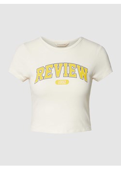 T-shirt krótki z nadrukiem w stylu college REVIEW ze sklepu Peek&Cloppenburg  w kategorii Bluzki damskie - zdjęcie 167814253