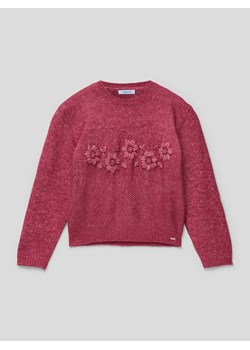 Sweter z dzianiny z kwiatowym wzorem ze sklepu Peek&Cloppenburg  w kategorii Swetry dziewczęce - zdjęcie 167817940