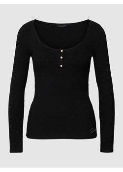 Bluzka z długim rękawem i detalem z logo z obszyciem kamieniami stras model ‘KARLEE’ ze sklepu Peek&Cloppenburg  w kategorii Bluzki damskie - zdjęcie 167817950