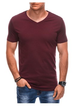 T-shirt męski basic V-neck EM-TSBS-0101 - bordowy V10 ze sklepu Edoti w kategorii T-shirty męskie - zdjęcie 167839000