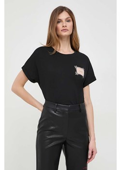Twinset t-shirt bawełniany damski kolor czarny ze sklepu ANSWEAR.com w kategorii Bluzki damskie - zdjęcie 167843671