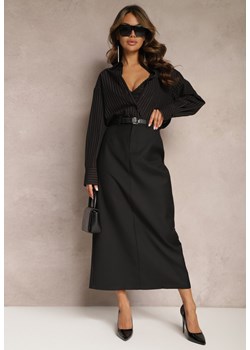 Czarna Maxi Spódnica o Trapezowym Kroju z Wycięciem na Tyle Reliti ze sklepu Renee odzież w kategorii Spódnice - zdjęcie 167844094