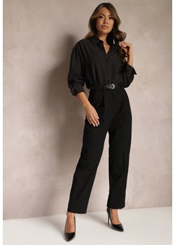Czarne Szerokie Spodnie z Kieszeniami o Garniturowym Kroju Verati ze sklepu Renee odzież w kategorii Spodnie damskie - zdjęcie 167844104