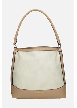Biało-beżowa torebka na ramię Nobo z imitacją zamszu ze sklepu NOBOBAGS.COM w kategorii Torby Shopper bag - zdjęcie 167849212