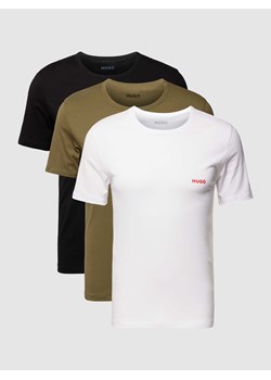 T-shirt z okrągłym prążkowanym dekoltem w zestawie 3 szt. ze sklepu Peek&Cloppenburg  w kategorii Podkoszulki męskie - zdjęcie 167850740