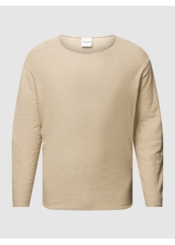 Sweter z dzianiny PLUS SIZE z prążkowanym,okrągłym dekoltem ze sklepu Peek&Cloppenburg  w kategorii Swetry męskie - zdjęcie 167851883