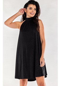Sukienka trapezowa połyskująca czarna A556, Kolor czarny, Rozmiar L/XL, Awama ze sklepu Primodo w kategorii Sukienki - zdjęcie 167853512