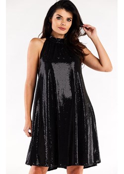 Połyskująca sukienka trapezowa czarna A563, Kolor czarny, Rozmiar L/XL, Awama ze sklepu Primodo w kategorii Sukienki - zdjęcie 167853531