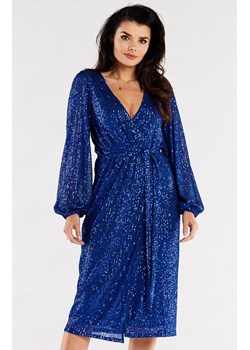Sukienka cekinowa midi niebieska A567, Kolor niebieski, Rozmiar L, Awama ze sklepu Primodo w kategorii Sukienki - zdjęcie 167853571