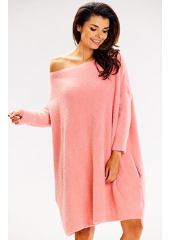 Oversizowy sweter damski różowy A618, Kolor różowy, Rozmiar one size, Awama ze sklepu Primodo w kategorii Sukienki - zdjęcie 167853670