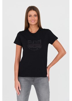 KARL LAGERFELD Czarny t-shirt Boucle Choupette, Wybierz rozmiar M ze sklepu outfit.pl w kategorii Bluzki damskie - zdjęcie 167855983