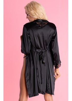 Satynowy szlafrok damski czarny i stringi Ariladyen Black LC 90568, Kolor czarny, Rozmiar S/M, LivCo Corsetti Fashion ze sklepu Intymna w kategorii Szlafroki damskie - zdjęcie 167859294