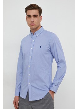 Polo Ralph Lauren koszula męska kolor niebieski slim z kołnierzykiem button-down ze sklepu ANSWEAR.com w kategorii Koszule męskie - zdjęcie 167865493