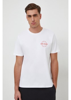 Pepe Jeans t-shirt bawełniany męski kolor biały z nadrukiem ze sklepu ANSWEAR.com w kategorii T-shirty męskie - zdjęcie 167865671