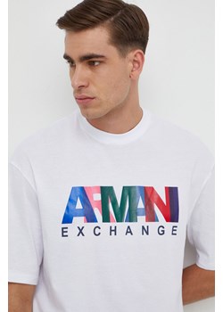 Armani Exchange t-shirt bawełniany męski kolor biały z nadrukiem 3DZTKA ZJH4Z ze sklepu ANSWEAR.com w kategorii T-shirty męskie - zdjęcie 167865711