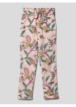 Spodnie o kroju slim fit z wiązanym paskiem i wzorem na całej powierzchni ze sklepu Peek&Cloppenburg  w kategorii Spodnie dziewczęce - zdjęcie 167871730
