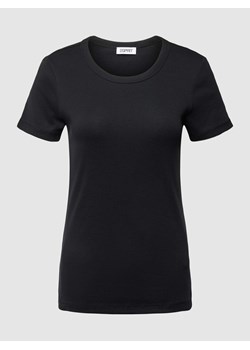 T-shirt z prążkowanym okrągłym dekoltem ze sklepu Peek&Cloppenburg  w kategorii Bluzki damskie - zdjęcie 167871944