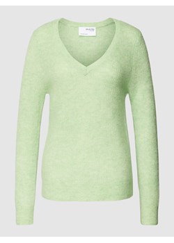 Sweter z dzianiny z dekoltem w serek model ‘UMBRA’ ze sklepu Peek&Cloppenburg  w kategorii Swetry damskie - zdjęcie 167871992
