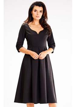 Elegancka sukienka z rozkloszowanym dołem czarna A598, Kolor czarny, Rozmiar L, Awama ze sklepu Primodo w kategorii Sukienki - zdjęcie 167873611