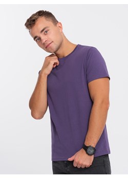 Męski klasyczny bawełniany T-shirt BASIC - fioletowy V9 OM-TSBS-0146 ze sklepu ombre w kategorii T-shirty męskie - zdjęcie 167874854
