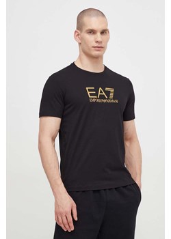 EA7 Emporio Armani t-shirt bawełniany męski kolor czarny z nadrukiem ze sklepu ANSWEAR.com w kategorii T-shirty męskie - zdjęcie 167876022