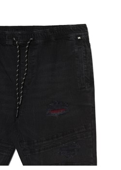 Cropp - Czarne jeansowe joggery z przeszyciami - czarny ze sklepu Cropp w kategorii Spodnie męskie - zdjęcie 167883304