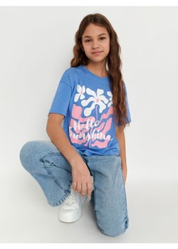 Sinsay - Koszulka z nadrukiem - niebieski ze sklepu Sinsay w kategorii Bluzki dziewczęce - zdjęcie 167888654