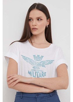 Aeronautica Militare t-shirt bawełniany damski kolor biały TS2247DJ638 ze sklepu ANSWEAR.com w kategorii Bluzki damskie - zdjęcie 167893412