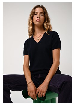 AUTHENTIC CASHMERE Kaszmirowa koszulka "Kali" w kolorze granatowym ze sklepu Limango Polska w kategorii Bluzki damskie - zdjęcie 167896394